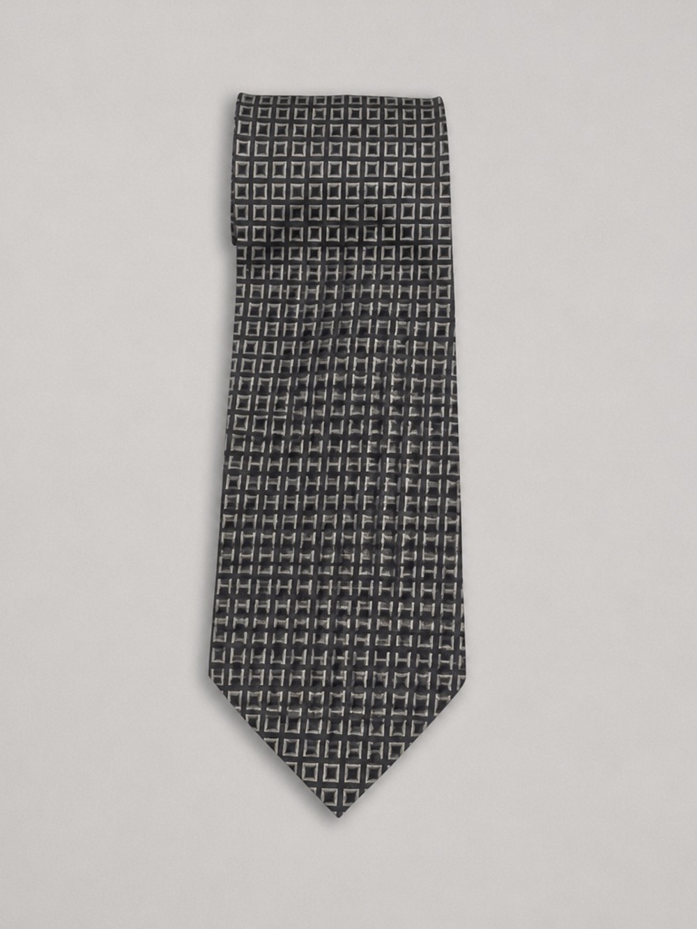 Valerio Garati Men's Black and Gray Geometric Silk Tie